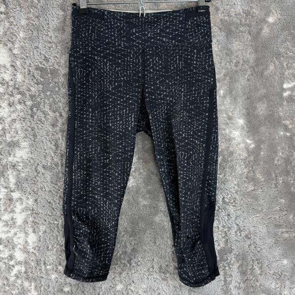 Lululemon Size 4 Abstract Casual Leggings Black Pull On Zip Pocket - Picture 1 of 10